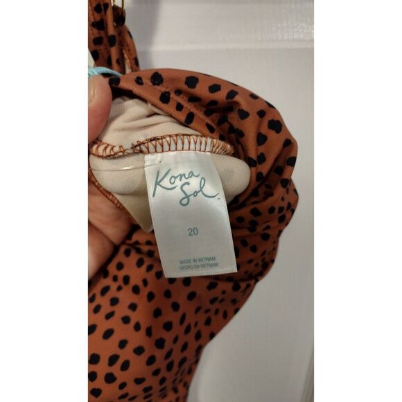 NWT Kona Sol Brown spotted Ruched full coverage swimsuit - Picture 6 of 8